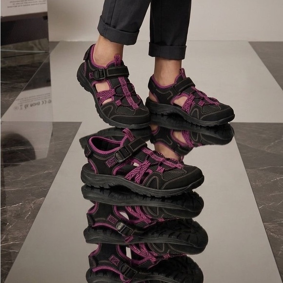 Lands' End Shoes - Lands' End Black and Purple Women's Outdoor Sandals